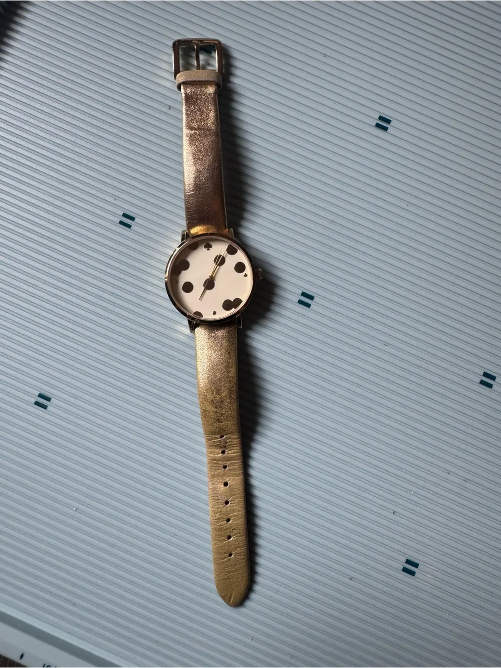 kate spade Gold Metallic Leather Strap Watch with Dial